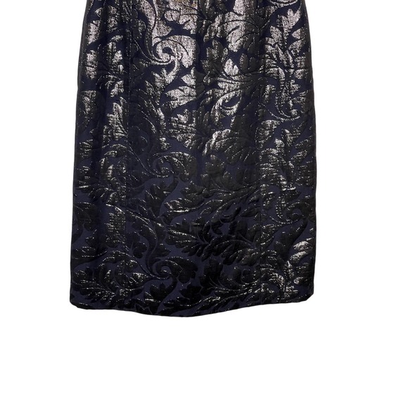 Tibi Women Sheath Dress Shiny Metallic Jaqcuard Sleeveless Back Zip Black Sz. 2‎ - Picture 4 of 10